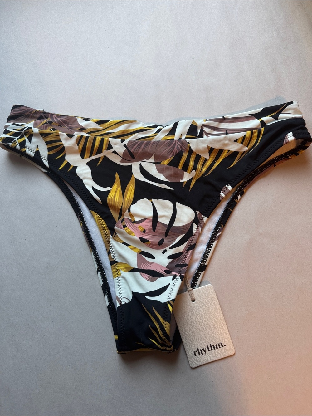 NWT Rhythm bikini bottom Womens L palm print Tropical Hawaiian high cut beach